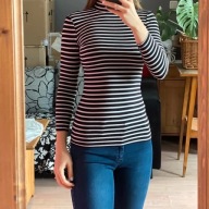 H&M czarny golf paski czarny biały 34 XS