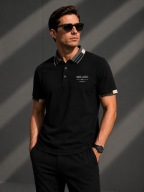 Koszulka Polo Męska MILANO ITALIA Premium Czarna Elegancka Slim Fit M
