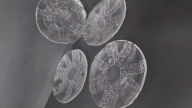 4 x deserowy talerz szkło artystyczne Skruf Szwecja vintage
