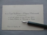 TCZEW - ZAPROSZENIE NA ŚLUB - 1935 - DOKUMENT- przedwojenny