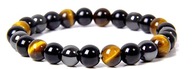BRANSOLETKA KAMIENIE OBSYDIAN HEMATYT TYGRYSIE OKO 6mm 18cm