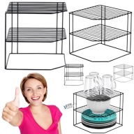 PÓŁKA KUCHENNA VILDE METALOWA NAROŻNA CZARNA 2-POZIOMOWA STOJAK REGAŁ BLAT