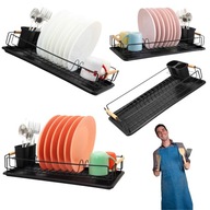 SUSZARKA OCIEKACZ DO NACZYŃ STOJĄCA NA SZAFKI CZARNA MAŁA METALOWA 50X25X12