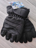 Rękawiczki czarne ortalionowe zimowe narciarskie dziecięce 3-5 lat