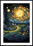 A2 PLAKAT OBRAZ GWIAŹDZISTA NOC W STYLU VINCENT VAN GOGH NOC GWIAZDY WIOSKA