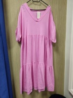 Sukienka różowa muślinowa, bawełna Plus Size Italy !!!