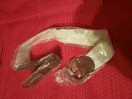 Pasek szeroki biało brązowy z plecionką Oriflame