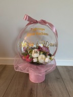 Flower Box z bukietem peonii w balonie kwiaty PERSONALIZOWANY PREZENT