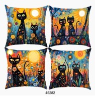 Poszewki na poduszki 4szt 45x45cm koty kotki kolorowe 45282