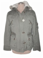 OCIEPLANA OLIWKOWA KURTKA STYL MILITARNY KAPTUR 38