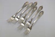 ROSJA PIĘKNE STARE SREBRZONE WIDELCE W STYLU ROKOKO KOMPLET