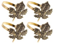 ELEGANCKIE OBRĄCZKI DO SERWETEK LIŚĆ KLONU NAPKIN RINGS METALOWE 4 SZTUKI