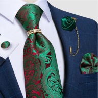 Krawat poszetka spinki broszka zestaw komplet nowy