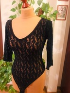 Koronkowe koronka body czarne retro vintage goth S