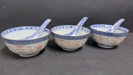 3 x miska porcelana ryżowa z łyżeczką Chiny design