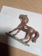 Stara Zabawka Żołnierzyk PRL Brązowy Czerwone Siodło