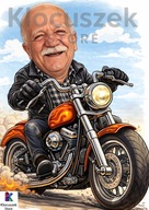 KARYKATURA HOBBY ze Zdjęcia - Wędkarz, Rowerzysta A3 + Ramka