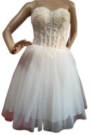 Sukienka na ślub cywilny poprawiny dla druhny tiulowa gorsetowa biała r. 34