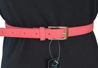 Czerwony koralowy pasek regulowany z złotą klamrą plus size