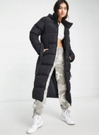 THREADBARE MARKOWY PŁASZCZ DAMSKI CZARNY DŁUGI Z PASKIEM PIKOWANY KAPTUR S