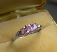 ZŁOTY PIERŚCIONEK -RÓŻOWE SZAFIRY I BRYLANTY