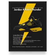 Plakat Jordan 4 "Thunder"/Lightning/ (Czarna/Biała Ramka)