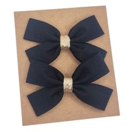 Spinki do włosów dla dziewczynki kokardki czarne i złoto