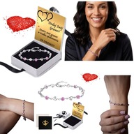 PREZENT NA WALENTYNKI BRANSOLETKA DLA DZIEWCZYNY ŻONY SREBRO PRÓBA 925 RÓŻ