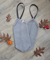 Torba szydełkowana handmade A4 szara skórzane rączki – aukcja charytatywna