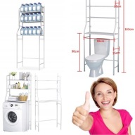 Półka regał łazienkowy regulowany nad pralkę toaletę stojąca biała wysoka