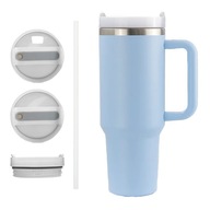 KUBEK TERMICZNY ZE SŁOMKĄ I UCHWYTEM DUŻY 1200ML BŁEKIT IDEALNY NA PREZENT