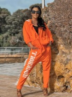 ZOCCO Luźny komplet dres na zamku z dużym kapturem i nadrukami