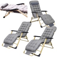 LEŻAK OGRODOWY PLAŻOWY ROZKŁADANY METALOWY SZARY WYGODNA PODUSZKA DO 150KG