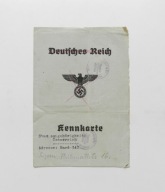 KENNKARTE DEUTSCHES REICH - ORYGINALNA KARTA ROZPOZNAWCZA III RZESZA 1943 r