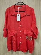 Bluzka Koszula czerwona len, Livans Italy r. Uni !!!