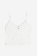 H & M podkoszulek bieliźniany koronkowy koronka top transparentny biały y2k