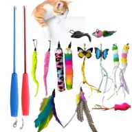 ZABAWKI DLA KOTA ZESTAW WĘDKA TELESKOPOWA ZAWIESZKI SZPULKA 15 ELEMENTÓW