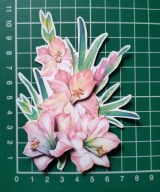 Scrapki papierowe, gotowe, kwiaty 3D, mieczyki