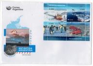 Argentyna 2025 FDC Znaczki Antarktyda pingwiny statek helikopter skamieliny