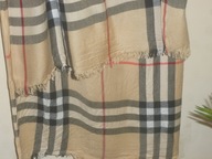 BURBERRY-LEGENDARNA KRATKA.SZAL CHUSTA-70/190CM,LOGO-ŚLICZNA -KASZMIR.