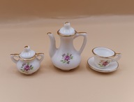 Miniaturki z porcelany - zestaw serwis kawowy - ręczna praca - malutkie