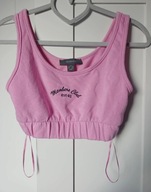 primark xxs 32 34 staniczek sportowy różowy napis czarny na gumie