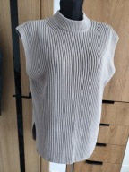 Kamizelka damska XL sweter bezrękawnik bawełna masywna beż szykowna