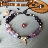 Yennefer SREBRO 925 bransoletka kamienie naturalne agat fiolet Blackberries