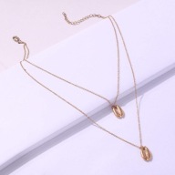 celebrytka łańcuszek złota muszelki długi wisiorek podwójna y2k syrenka