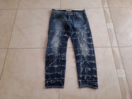 GUESS ON SPODNIE DENIMOWE Z PRINTEM R. 36/32