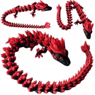 Figurka 3D Smok 40 cm czerwono-czarny przegubowy duży ruchomy smok dragon