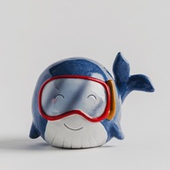 Skarbonka wieloryb niebieska ceramiczna na prezent dzieci dekoracja pokoju