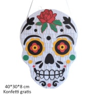 Piniata czaszka meksykańska Día de muertos Coco Halloween. Konfetti gratis.