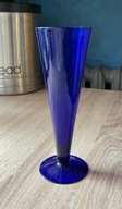 Szklany, kobaltowy wazon/kielich, PRL